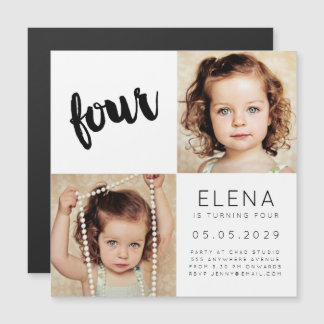 MAGNET Baby Boy Girl 4. Geburtstagskarte