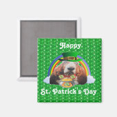 Magnet Basset Hound Happy St. Patrick's Day (Vorderseite/Rückseite)