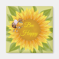 Magnet Bee Happy Bee Sunflower