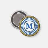 Magnet - Blauer Streifen - Personalisiert - Initia (Vorderseite/Rückseite)