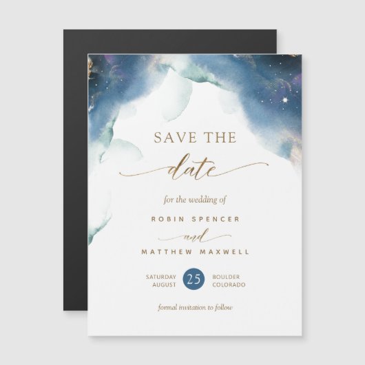 Magnet Celestial Watercolor Wedding Save the Date (Vorne/Hinten)