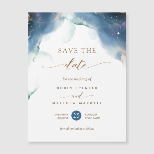 Magnet Celestial Watercolor Wedding Save the Date (Vorderseite)