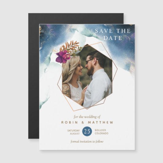 Magnet Celestial Wedding speichern das Datum (Vorne/Hinten)