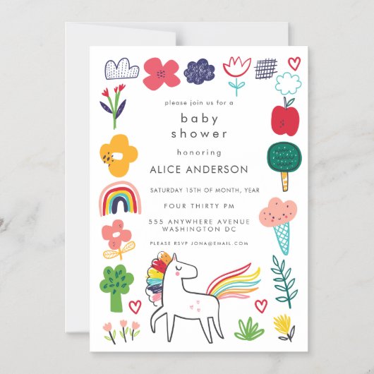 |MAGNET| Cute Sweet Unicorn Baby Shower Invite Magneteinladung (Vorderseite)