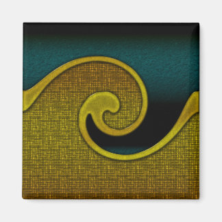 Magnet Dark Aqua Aquamarin Swirl Gold, Match Set