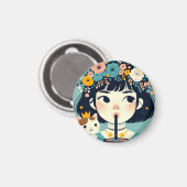 Magnet Das kleine Mädchen im Bubble Tea" (Vorderseite/Rückseite)