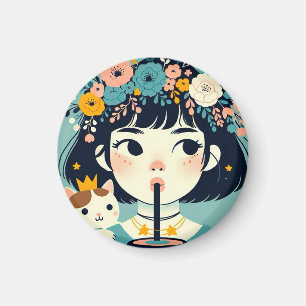 Magnet Das kleine Mädchen im Bubble Tea"