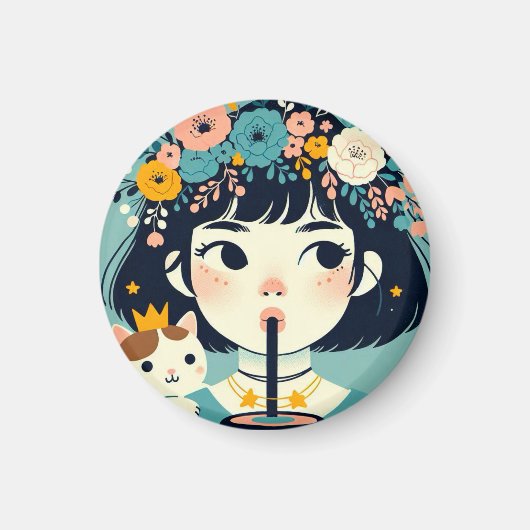 Magnet Das kleine Mädchen im Bubble Tea" (Vorne)