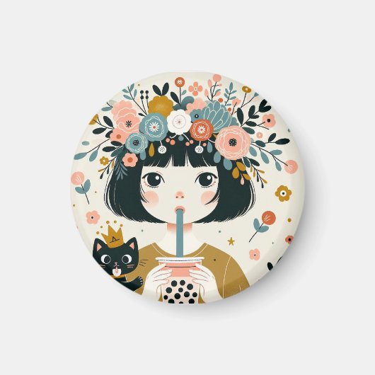 Magnet  "Das Mädchen mit dem Bubble Tea" (Vorne)