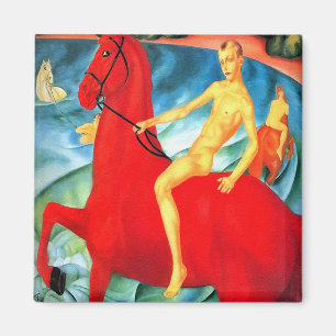 Magnet: "Das rote Pferd badend " Magnet