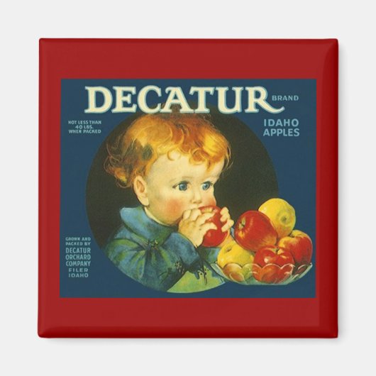 MAGNET ~ DECATUR IDAHO APPLES VINTAG OBST ETIKETT (Vorne)