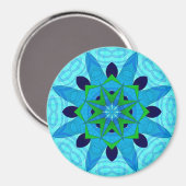 Magnet der Blume Blue Geometric (Vorderseite/Rückseite)