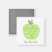 Magnet der fünften Klasse für Lehrer - Grüner Apfe (Vorderseite/Rückseite)