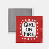 Magnet des Kühlschranks "Girl on Fire" (Vorderseite/Rückseite)