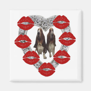 Magnet Diamond Heart Wire Bassets & Kisses