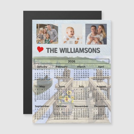 Magnet Dock Water Scene Photo Collage Calendar (Vorne/Hinten)