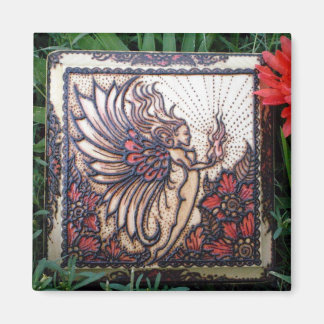 Magnet: Feuer Feuer Henna auf Holz Magnet