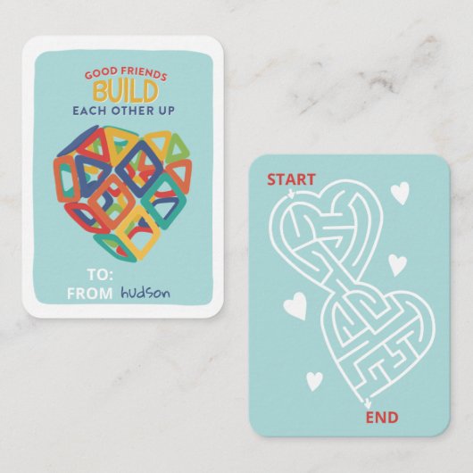 Magnet Fliesen Spielzeug Herz Klasse Valentine Mitteilungskarte (Vorne/Hinten)