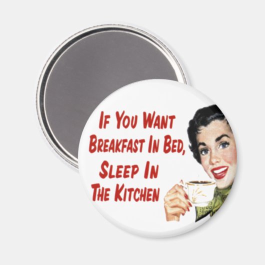 Magnet - Funny Retro Hausfrau Frühstück (Vorderseite/Rückseite)