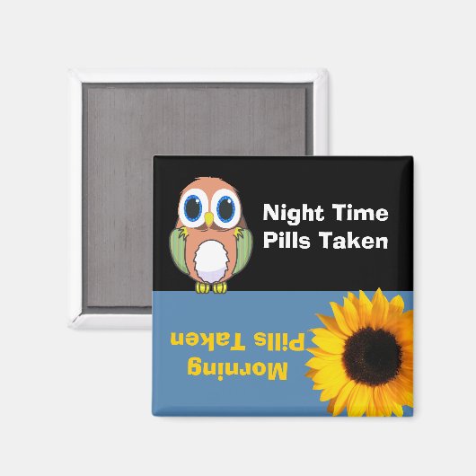 Magnet für die Erinnerung der Eule und Blume (Vorderseite/Rückseite)