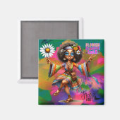 Magnet für farbenfrohe Hippie-Blume (Vorderseite/Rückseite)