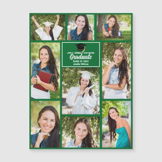 Magnet für grüne Graduate-Fotocollage-Abschluss (Vorderseite)