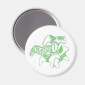 Magnet für grüne und weiße Pferde (Vorderseite/Rückseite)