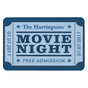 Magnet für Individuelle Name und Datum "Filmticket