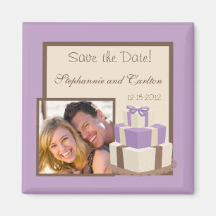 Magnet für lila/braune Hochzeitstorte