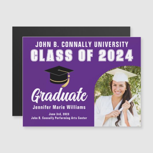 Magnet für lila Graduate Foto Benutzerdefinierter (Vorne/Hinten)