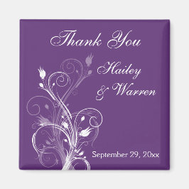 Magnet für lila und weiße Gastgeschenk Hochzeit