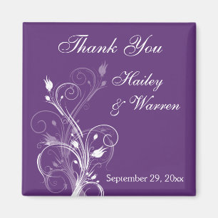 Magnet für lila und weiße Gastgeschenk Hochzeit