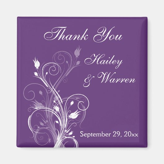 Magnet für lila und weiße Gastgeschenk Hochzeit (Vorne)