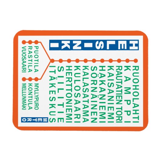 Magnet für Metrostationen in Helsinki (Horizontal)