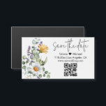 Magnet für moderne Wildblumen Save the Date qr<br><div class="desc">elegante moderne Save the Date ql-Code Aquarell Wildblumen Magnetkarte</div>