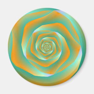 Magnet für Orangen und Grüne Spirale Rose