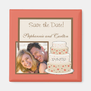 Magnet für Rot/Creme-Hochzeitstorte