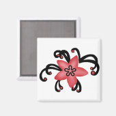 Magnet für rote und schwarze Blume (Vorderseite/Rückseite)