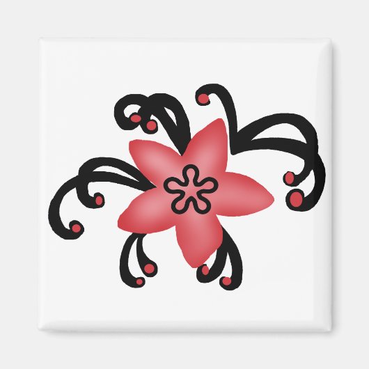 Magnet für rote und schwarze Blume (Vorne)