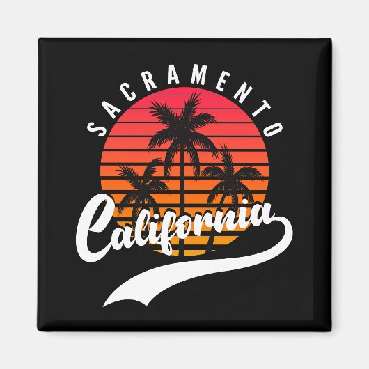 Magnet für Sacramento Retro Sonnenuntergang und Pa (Vorne)