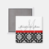 Magnet für Schwarz-weiße rote Monogramm-Namen Dama (Vorderseite/Rückseite)