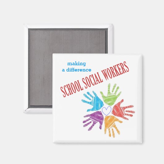 Magnet für Sozialarbeiter in der Schule (Vorderseite/Rückseite)