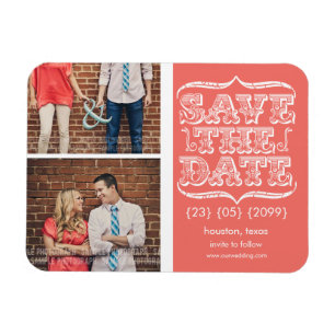 Magnet für Vintages Rosa und Weiß Save the Date Fo