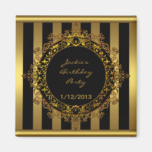 Magnet Geburtstagsfeier Eleganter Gold-Schwarz-Str
