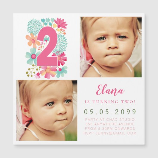 MAGNET Girls Gold Nummer 2 2. Geburtstagsjahr Foto (Vorderseite)