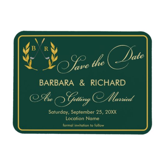 MAGNET Golf Theme Monogram Wedding Save the Date (Horizontal)