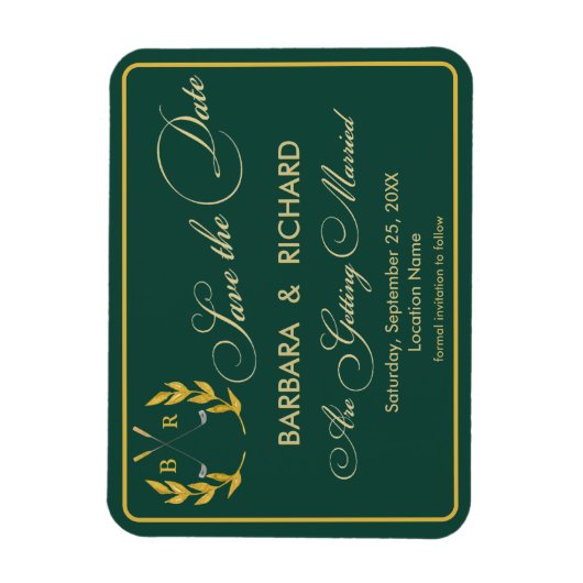 MAGNET Golf Theme Monogram Wedding Save the Date (Vertikal)