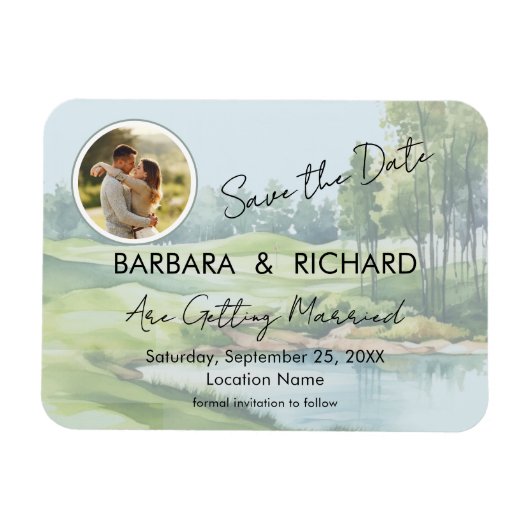 MAGNET Golf Theme Photo Wedding Save the Date (Horizontal)