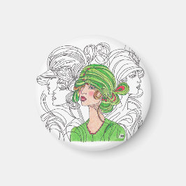Magnet Green Flapper Girl