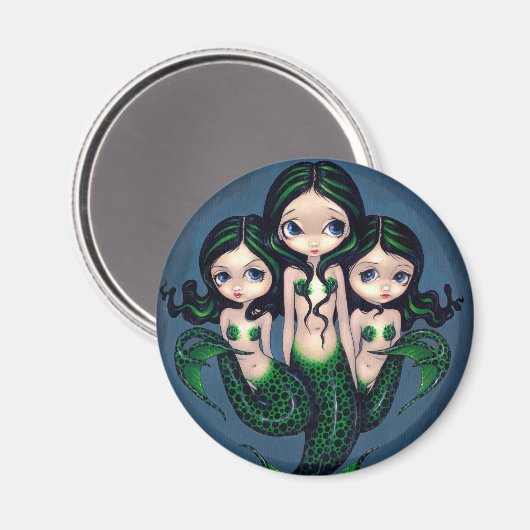 Magnet "Green Mermaid Triplets" (Vorderseite/Rückseite)